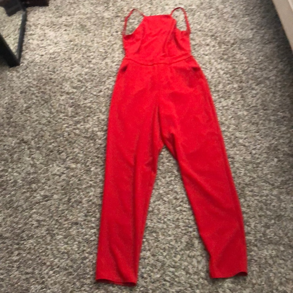 Open back straight legged romper